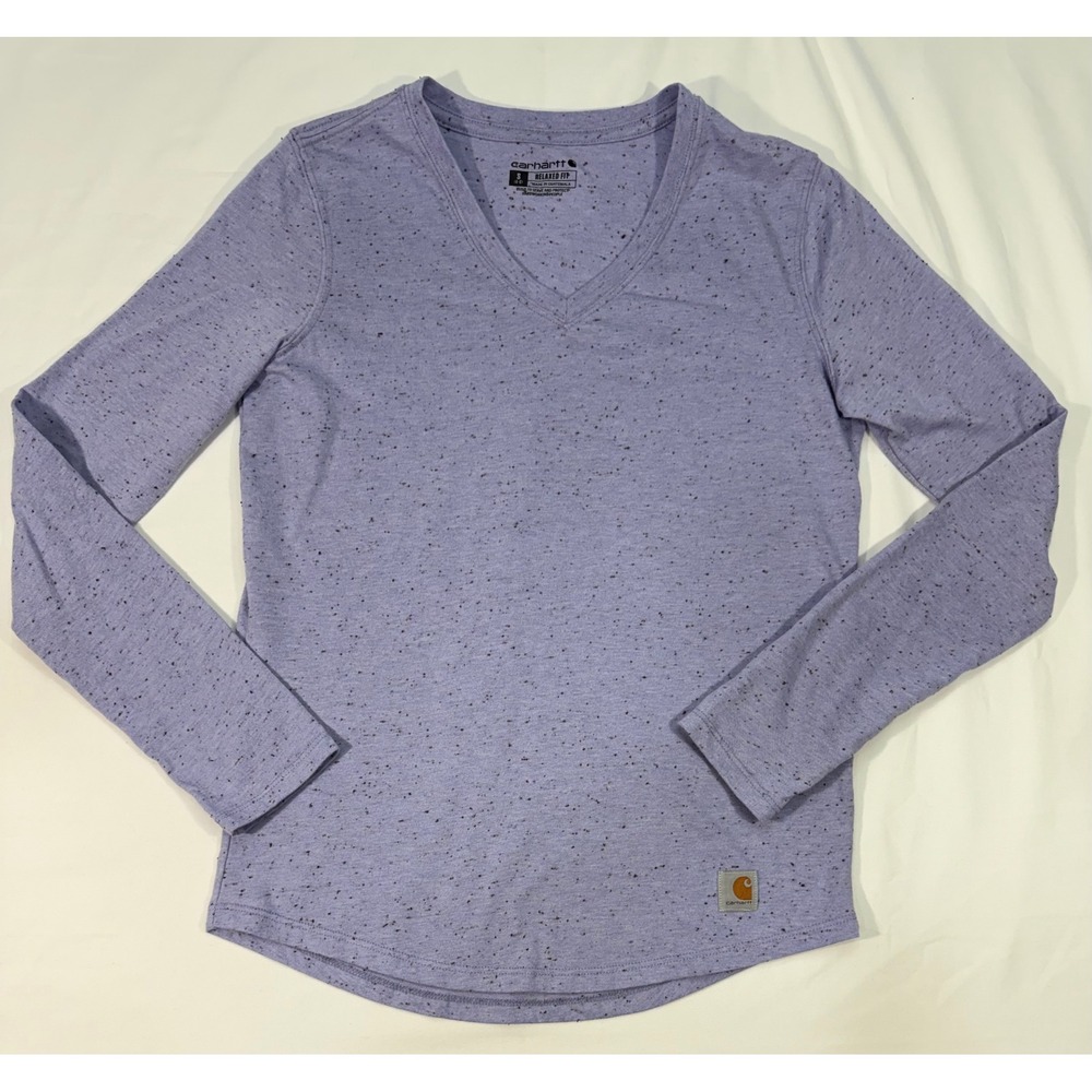Carhartt Relaxed Fit V-Neck Long Sleeve Shirt Purple Heather Nep TK4407-W Small
